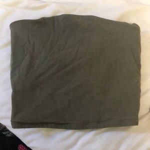 Army green cropped tube top